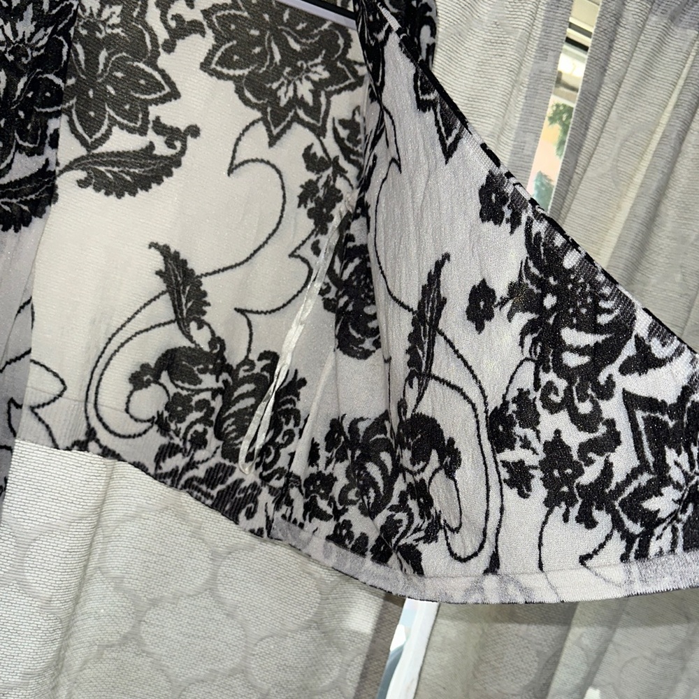 Chico's Monochrome Floral Knit Cardigan - Picture 3 of 5